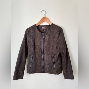 Dana Buchman Dark Brown & Black Animal Print Full Zip Jacket Women’s Size 10